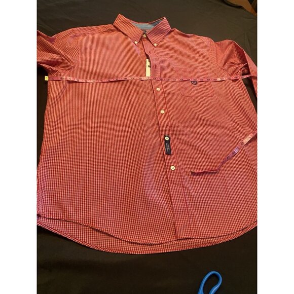 NWT Chaps Men’s XXL/TTG Easy Care Red White Plaid Long Sleeve Button Down Shirt - Picture 5 of 6